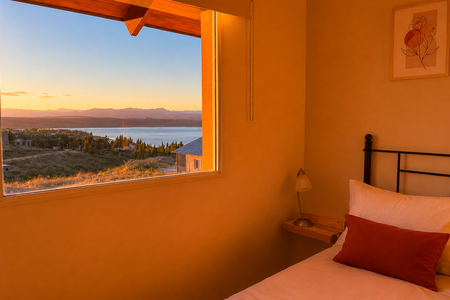 Dormitorio con vista al Lago Argentino